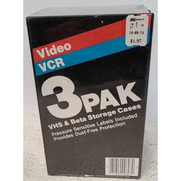 Kmart Media Vintage Lot Of 3 Vhs Beta Tape Hard Plastic Storage